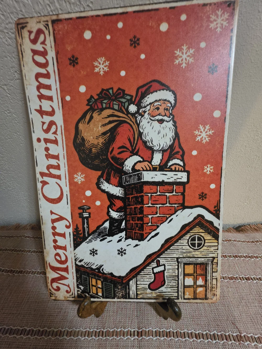 Hobby Lobby Red Santa Portrait and Bell Garland Holiday Decor